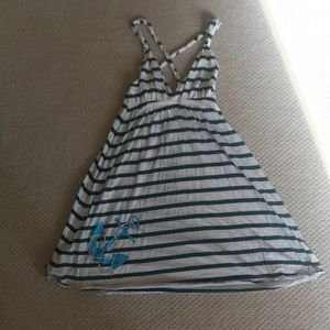 NWOT striped anchor criss cross back coverup dress